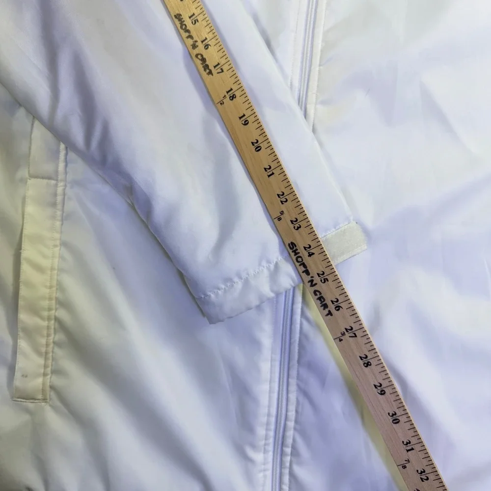 Nike 6.4.5.3. Mens XL White Insulated Full Zip Jacket Blue Quilted Lining Hooded